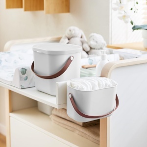 Organizer pentru Pampers Rotho Babydesign Yuma 3,2 L cu Capac si Maner Alb - Img 3