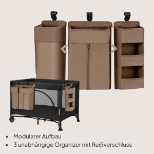 Organizer pentru pat Lionelo Sidepocket Large, 58x11x58 cm, cu 3 module, gri - Img 2