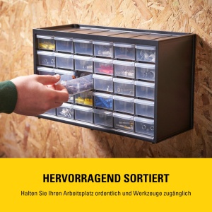 Organizer STANLEY 1-93-980 cu 30 sertare, plastic rezistent, montare pe perete - Img 3