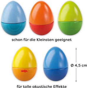 Oua muzicale HABA - 5 oua colorate din lemn pentru educatie muzicala timpurie pentru bebelusi si copii mici de la varsta de 2 ani - Fabricat in Germania - 1007733001 - Img 4