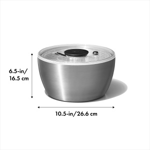OXO Steel Salatschleuder din inox Capac transparent Mecanism pompare - Img 2