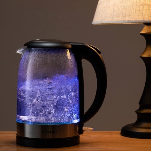 Pahar pentru ceainic COSORI 1,7 litri, LED albastru, fara BPA, 2200 wati, timp de gatit de 5 minute, protectie la supraincalzire, rotativ la 360deg, Ceainic din sticla borosilicata cu baza din otel inoxidabil si filtru - Img 8