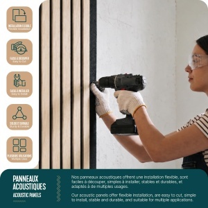 Panou Acustic VOUNOT 2er Set 120x60x2,1 cm Alb-Stejar - Img 5