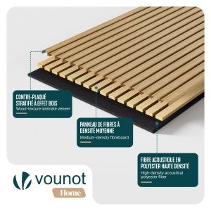 Panou Acustic VOUNOT 2er Set 120x60x2,1 cm, Helle Eiche, Design 3D - Img 4