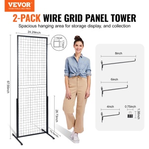 Panou Gitter pentru Prezentare VEVOR YD0024, 2 Buc, Design Compact, Capacitate 27 kg - Img 2