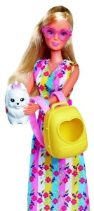 Papusa Simba Steffi Love GoGo Puppy 29cm Rochie Colorata Rucsac si Catel - Img 6