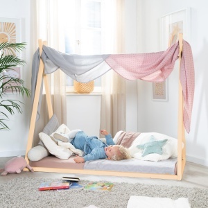 Pat copii roba Tipibett 70x140 cm design tip cort lemn de bambus FSC stil Montessori