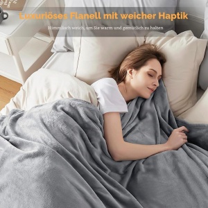 Patura din fleece GRIFEMA 220 x 240 cm, Gri, 100 Microfibra - Img 3