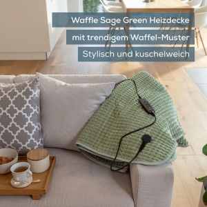 Patura electrica Beurer HD 72 Waffle Sage Green, 3 trepte temperatura, 180x130 cm - Img 2