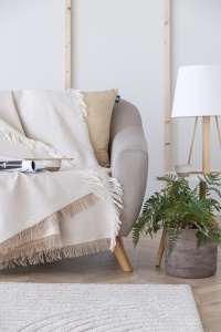 Patura multifunctionala Todocama, 125 x 180 cm, culoare sandbeige, din bumbac reciclat - Img 5