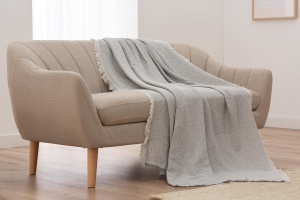 Patura multifunctionala Todocama, 125 x 180 cm, gri inchis, din bumbac reciclat - Img 3