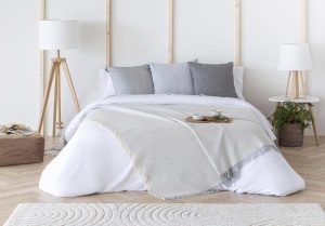 Patura multifunctionala Todocama, 180 x 260 cm, culoare gri deschis, din bumbac reciclat - Img 7