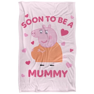 Patura Mummy Pig cu Touch Satinat 91 x 147 cm, 300 GSM