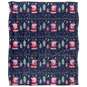 Patura Peppa Pig cu Design Mos Craciun, 91 x 147 cm, 300 GSM