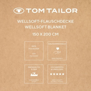 Patura Wellsoft TOM TAILOR 150x200 cm, 100 Poliester, Culoare Beige - Img 4