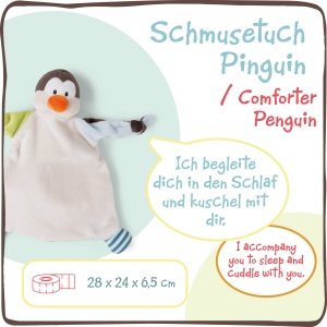 Paturica pentru bebelusi NICI Pinguin 25x25 cm, din plus, pentru nou-nascuti - Img 3