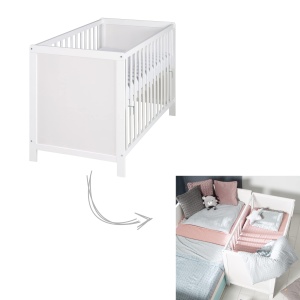 Patut 2 in 1 Roba Babybett 60 x 120 cm - Beistellbett inaltabil, Alb