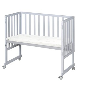 Patut 3 in 1 Roba Stubenbett taupegri cu saltea si bariera, inaltime ajustabila - Img 3