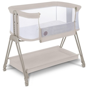 Patut co-sleeping Lionelo Luna reglabil pe inaltime si inclinare cu roti si saltea Beige