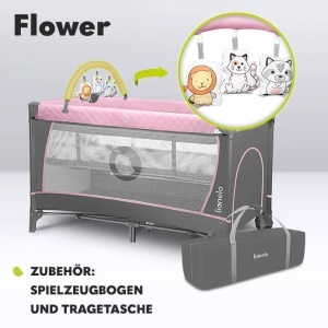 Patut de calatorie Lionelo Flower 4in1 cu masa de schimb, rosu - Img 9