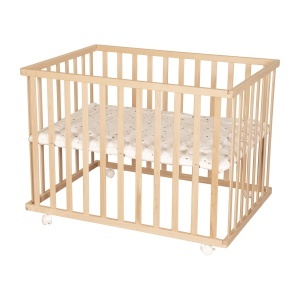 Patut de joaca Roba 75x100 cm Sternenzauber Gri lemn natural inaltime reglabila mobil