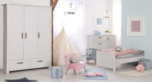 Patut Kombi Mila, 70 x 140 cm, inalt adjustable, gri deschis, lemn - Img 5