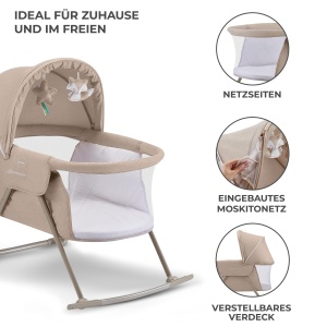 Patut pentru copii Kinderkraft LOVI 3 in 1, Bej, cu functie de leganare, transportabil - Img 7