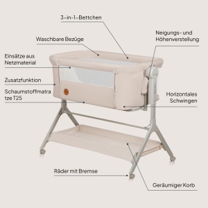 Patut pentru copii Lionelo Leonie Plus 3 in 1, 9 kg, cu roti si saltea inovativa - Img 11