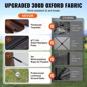 Pavilion Pop-Up VEVOR 6x6 ft Cu Baldachin si Protectie UV Culoare Maro - Img 5