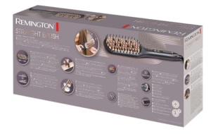 Pensula de indreptat Remington 2in1: Placa de indreptat si perie de par pentru timp redus de coafare (peri acoperiti cu ceramica si antistatici cu capete reci, afisaj digital, 150-230degC) CB7400, Negru - Img 10