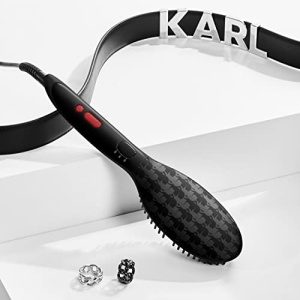 Perie de indreptat Rowenta x Karl Lagerfeld CF582L | pentru toate tipurile de par | Netezire usoara si rapida | Delicat cu parul | Acoperire ceramica | Functia Ion |Negru/Rosu - Img 10