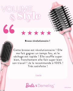 Perie de par Demeliss Volume Style - 1200 W, 3 temperaturi, roz - Img 5