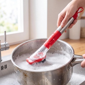 Perie de Spalat Vileda cu Dispenser de Detergent, Cap Detasabil, Inox - Img 3