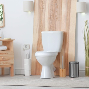 Perie WC cu suport din bambus, antibacteriana, cu cap detasabil, natursilver - Img 5