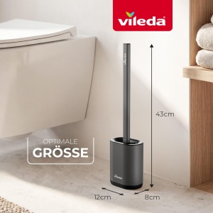 Perie WC Vileda cu Cap Flexibil si Maner din Inox, 2-in-1, Culoare Gri - Img 2