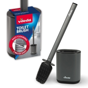 Perie WC Vileda Silikon cu maner inox cap flexibil igienica si usor de curatat