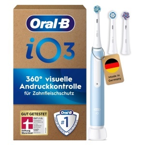 Periuta de dinti electrica Oral-B iO Series 3 Plus, cu 3 capete, 3 moduri de curatare, albastra