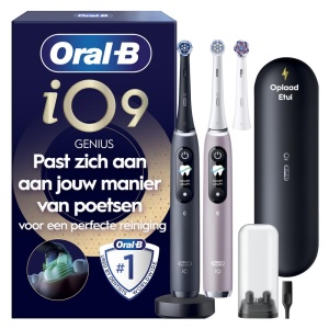 Periuta electrica Oral-B iO 9 Duo, 3 capete de periere, Negru si Roz