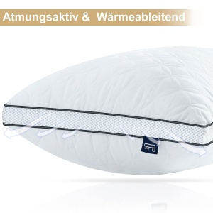 Perna BedStory 40x80cm Set de 2 perne, Perna de dormit din microfibre 2X950g, Perne de pat respirabile si lavabile, ideale pentru un somn profund odihnitor, certificat Oeko-Tex - Img 7