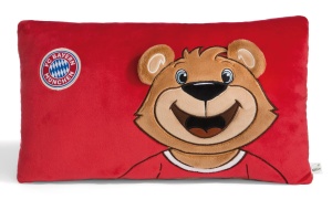 Perna cu personaj FC Bayern Munchen Bar Berni 43 x 25 cm, perna din plus moale, rosie