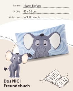Perna de plus NICI Elefant 62752 43x25 cm gri material reciclabil ideala pentru copii si adulti - Img 6