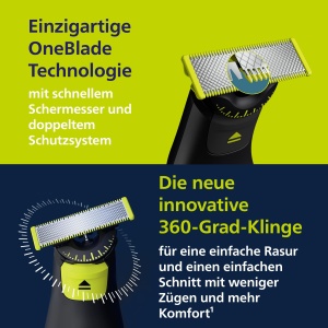 Philips OneBlade Pro 360 Aparat electric de tuns barba, aparat de ras si aparat de intocat corpul, 3x lama 360, 1x pieptene cu 20 de setari de lungime, 1x kit de corp, 1x statie de incarcare, 1x geanta de calatorie, QP6652/35 - Img 4