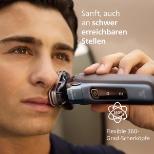 Philips Shaver i9000, aparat de ras electric umed si uscat pentru barbati cu aparat de tuns integrat, albastru porumbel, statie de curatare, statie de incarcare si geanta de calatorie (model X9001/30) - Img 4