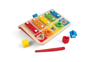 Pian xilofon Hape cu functie de sortare a culorilor si formelor din lemn, instrument muzical pentru copii de la 12 luni - Img 4