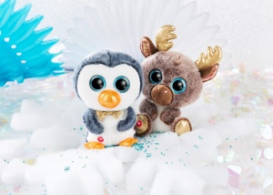 Pinguin de plus NICI Glubschis X-Mas Sniffy 15 cm, ochi stralucitori, albastruAlb - Img 7