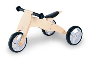 Pinolino Mini Balance Tricycle Charlie, din lemn, decapotabil in 4 directii, sa reglabila pe inaltime in 6 directii, pentru copii de la 1,5 ani, natural