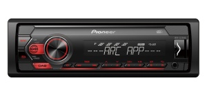 Pioneer Electronics MVH-S220DAB, radio auto 1-DIN cu RDS si DAB+, rosu, USB pentru MP3, WMA, WAV, FLAC, intrare AUX, suport Android, control iPhone, aplicatie ARC - Img 1