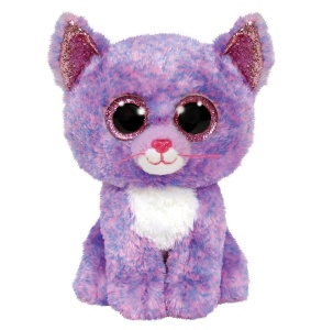 Pisica de Plus TY Beanie Buddy Cassidy 24 cm, Multicolor, Ochi Stralucitori