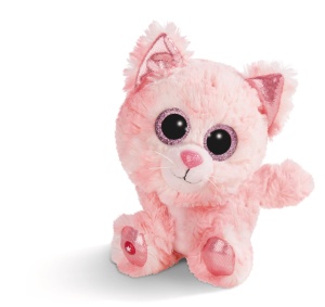 Pisica de Plush NICI Glubschis Dreamie 15 cm - Blana roz, ochi stralucitori - Img 1