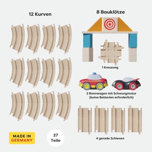 Pista de curse HABA Cars 27 piese din lemn, cu 2 masini, ecologic, pentru copii de la 2 ani - Img 5